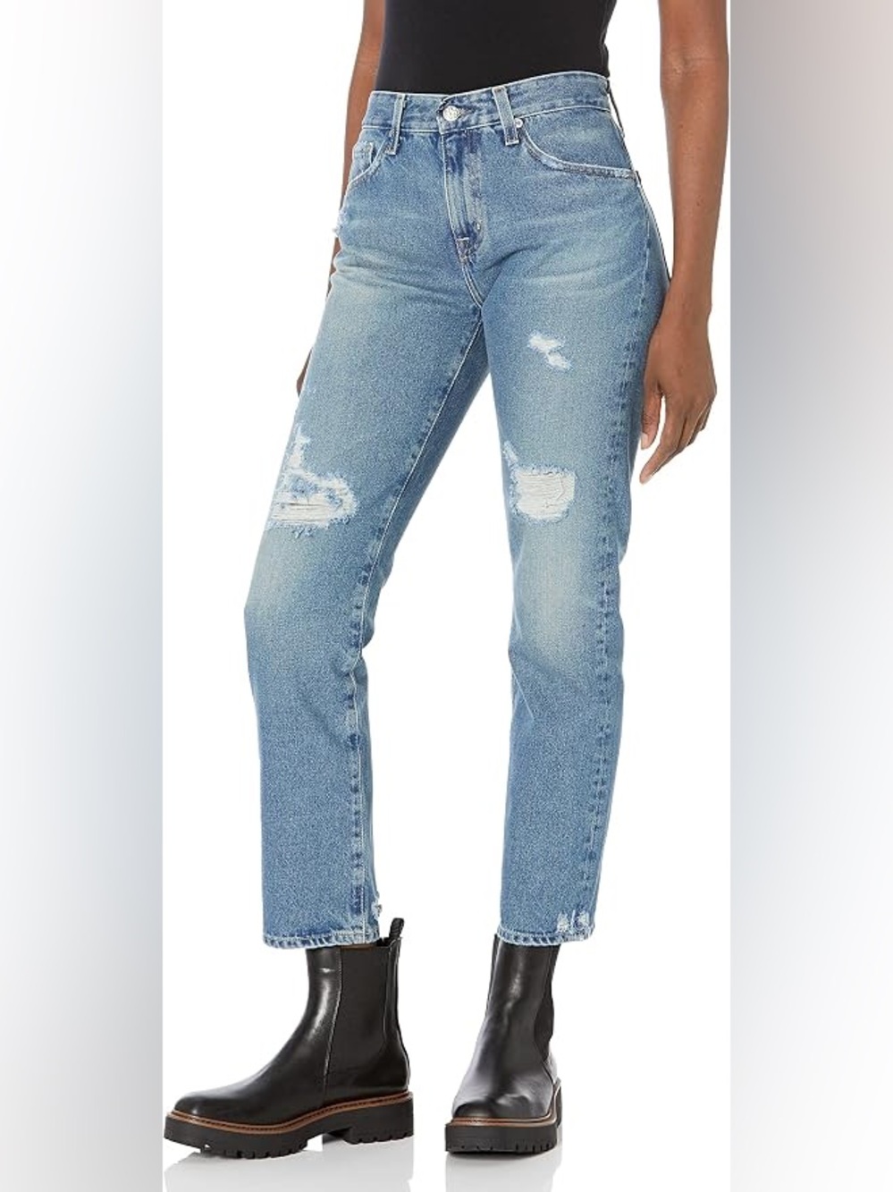 💙AG Adriano Goldschmied Ex‑Boyfriend High Rise Slouchy Slim Jeans Distressed 26